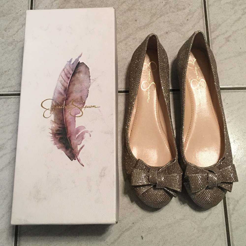 Jessica Simpson Mugara Flats in Gold Sparkle